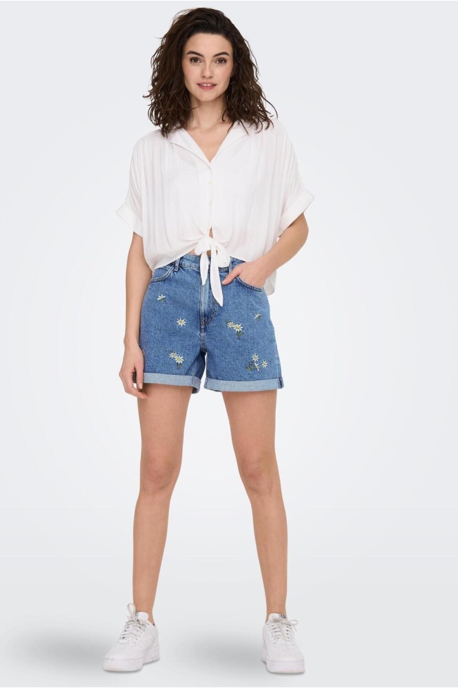 ONLPAULA LIFE S/S TIE SHIRT WVN NOO 15281497 WHITE